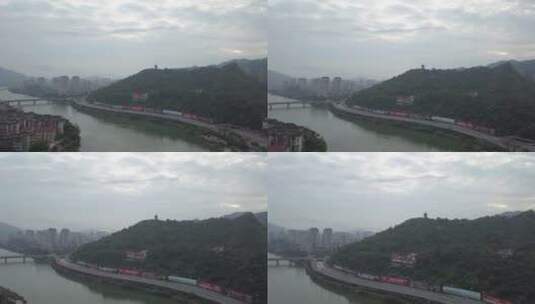 福建省三明市城市风光航拍高清在线视频素材下载