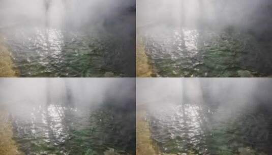 雾气缭绕的温泉高清在线视频素材下载