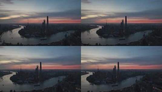 上海凌晨四点航拍空镜高清在线视频素材下载