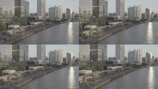 【4K-Dlog】上海艺仓美术馆黄浦江畔三件套高清在线视频素材下载