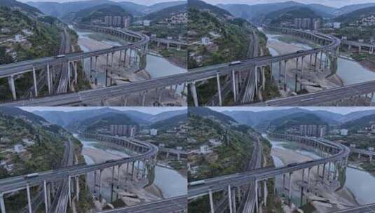 高清航拍广元城市建筑桥高清在线视频素材下载
