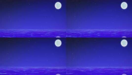 湖面蓝色海洋蓝色海面月亮圆月中秋唯美高清在线视频素材下载