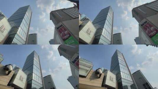 仰视高楼摇国际金融中心熊猫IFS高清在线视频素材下载