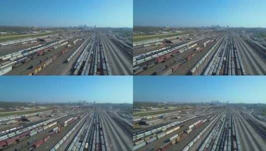 过大型货运火车场俯拍高清在线视频素材下载