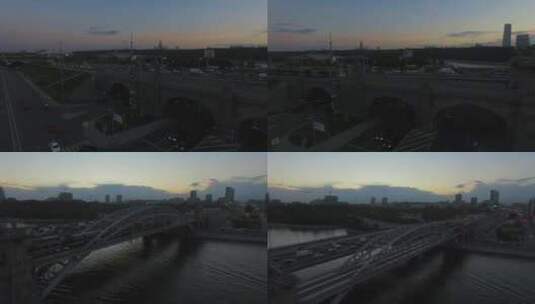 日落时俄罗斯的桥梁高清在线视频素材下载