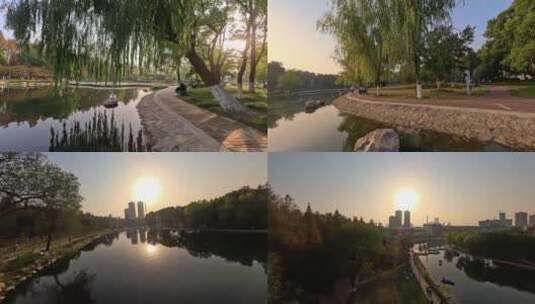 城市公园休闲航拍升格高清在线视频素材下载