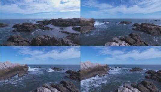 海浪湍急拍打礁石岩石的海湾 摇高清在线视频素材下载