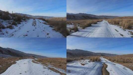 雪后深山腹地牧区行车记录高清在线视频素材下载