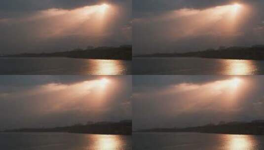 云层阳光射在湖面高清在线视频素材下载