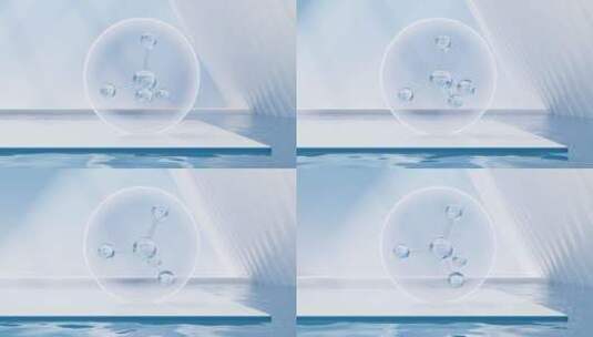 水分子结构围绕在水面环境三维高清在线视频素材下载