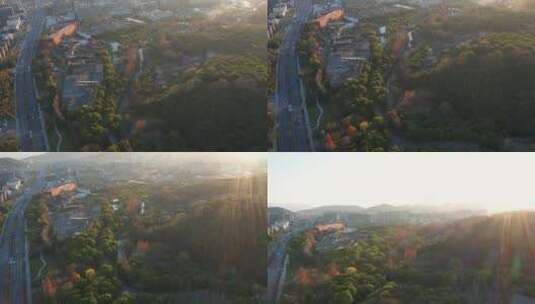 浙江杭州西湖区转塘秋色航拍高清在线视频素材下载