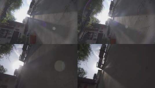 杭州古街系列墙面阳光洒照光斑映射唯美光影高清在线视频素材下载