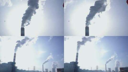 工业污染烟囱排放高清在线视频素材下载