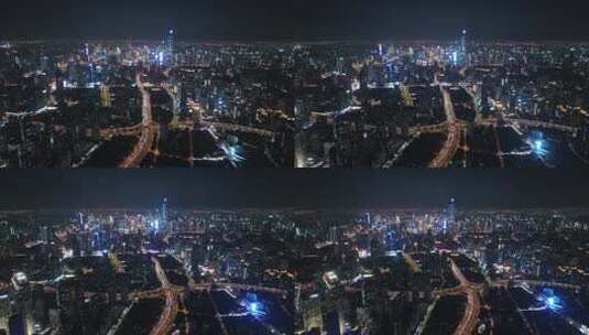 上海天际线夜景航拍高清在线视频素材下载