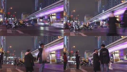 长沙黄兴街步行街夜景高清在线视频素材下载