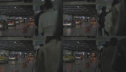 上海虹桥机场排队候出租车高清在线视频素材下载