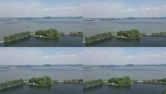 航拍湖北武汉东湖风景区东湖公园高清在线视频素材下载