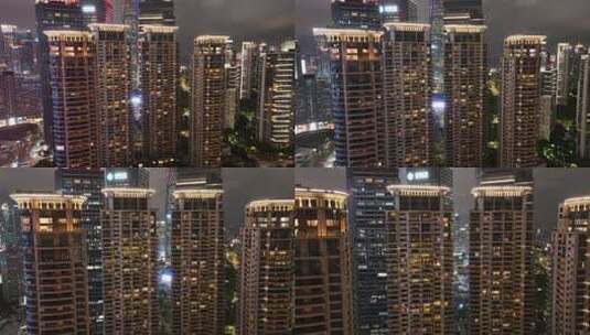 上海陆家嘴汤臣一品夜景航拍高清在线视频素材下载