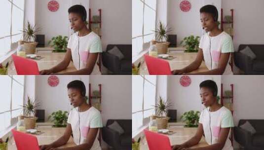 年轻的非洲女性客户支持经理在家远程工作高清在线视频素材下载