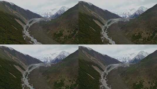 航拍四川甘孜贡嘎山贡嘎沟雪山河谷风光高清在线视频素材下载