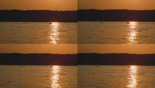 落日湖面的雄伟景观高清在线视频素材下载