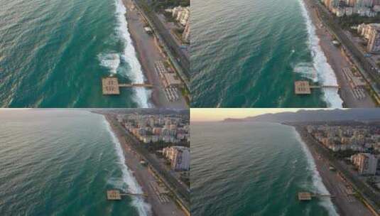 日落时拍摄的海上港口高清在线视频素材下载