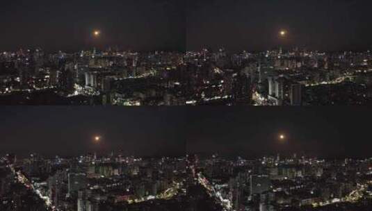 深圳宝安南山月亮航拍夜景高清在线视频素材下载