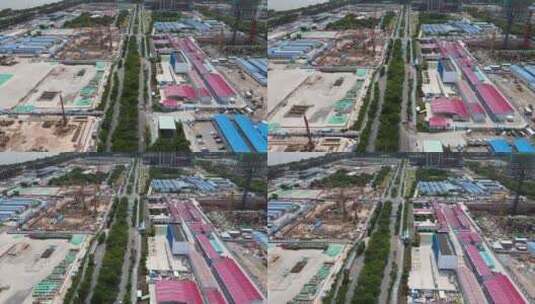 深圳滨海大道超级总部基地建筑工地航拍高清在线视频素材下载