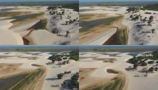 Lencois Maranhens Maranho。风景优美的沙丘和绿松石雨水湖高清在线视频素材下载