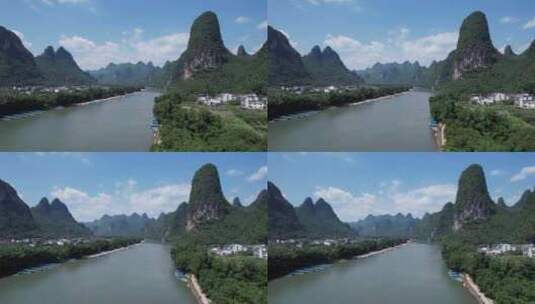 桂林杨堤漓江风景区航拍高清在线视频素材下载