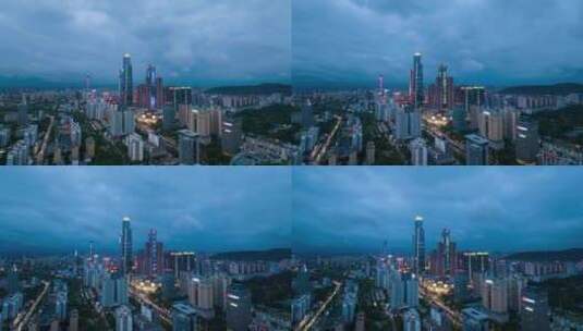 南宁东盟商务区蓝调台风延时高清在线视频素材下载