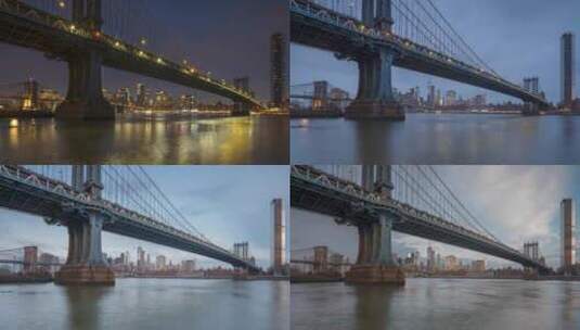 曼哈顿大桥几乎一天一天的时间流逝高清在线视频素材下载