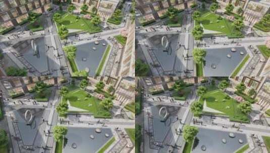 俯瞰高端商务水景广场动画素材高清在线视频素材下载