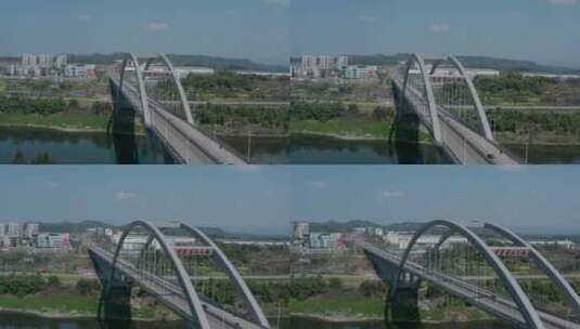 航拍渠江大桥高清在线视频素材下载