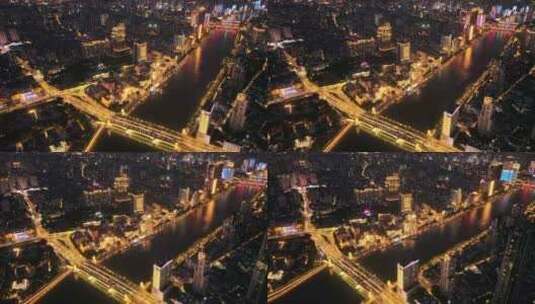 广州道路夜景航拍高清在线视频素材下载