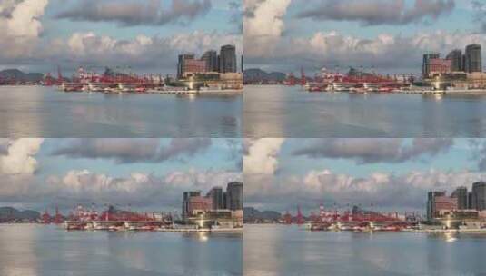 太子湾码头朝阳海面倒影高清在线视频素材下载