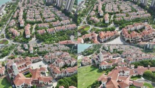 漳州市龙海区招商卡达凯斯航拍海边小区住宅高清在线视频素材下载