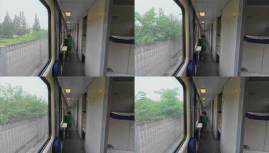 老式火车绿皮火车卧铺车厢高清在线视频素材下载