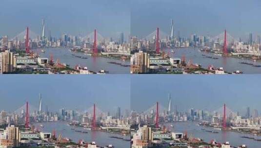 航拍上海杨浦大桥与陆家嘴高清在线视频素材下载