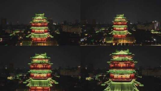 江西南昌滕王阁夜景灯光秀高清在线视频素材下载