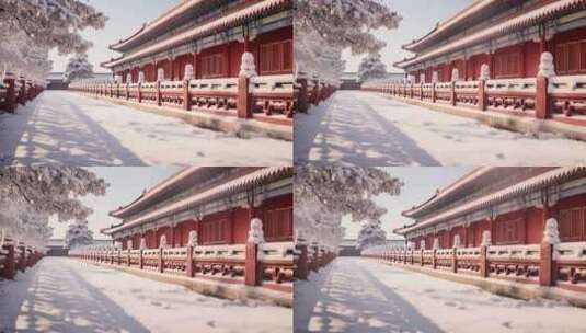 故宫紫禁城冬天雪景空镜高清在线视频素材下载