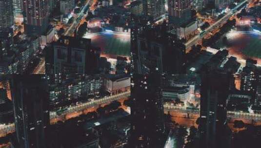 厦门城市夜景航拍高清在线视频素材下载