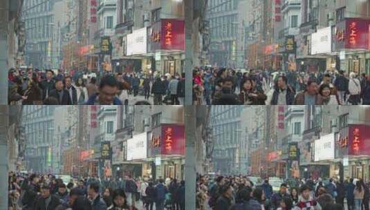 上海黄河路人流高清在线视频素材下载