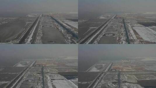 黄骅市冬天雪景航拍高清在线视频素材下载