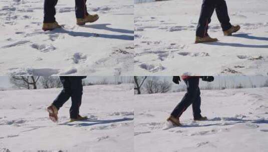 一个人冬天走在寒冷的雪地高清在线视频素材下载