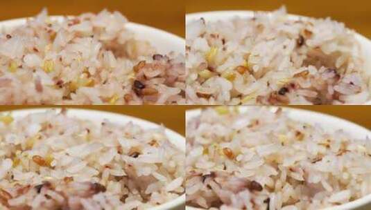 多种有机谷物米饭健康营养膳食的展示高清在线视频素材下载