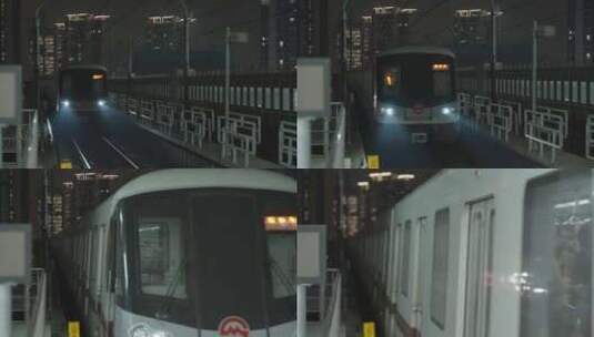 上海地铁火车在铁路上缓慢行驶高清在线视频素材下载