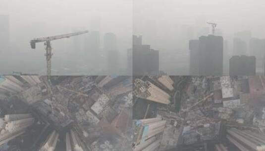 城市雾霾工地高清在线视频素材下载