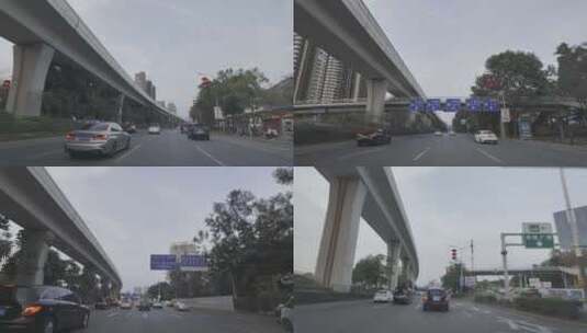 行车记录龙岗大道高架桥建筑往广州高清在线视频素材下载