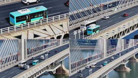 南昌公交车朝阳大桥航拍高清在线视频素材下载